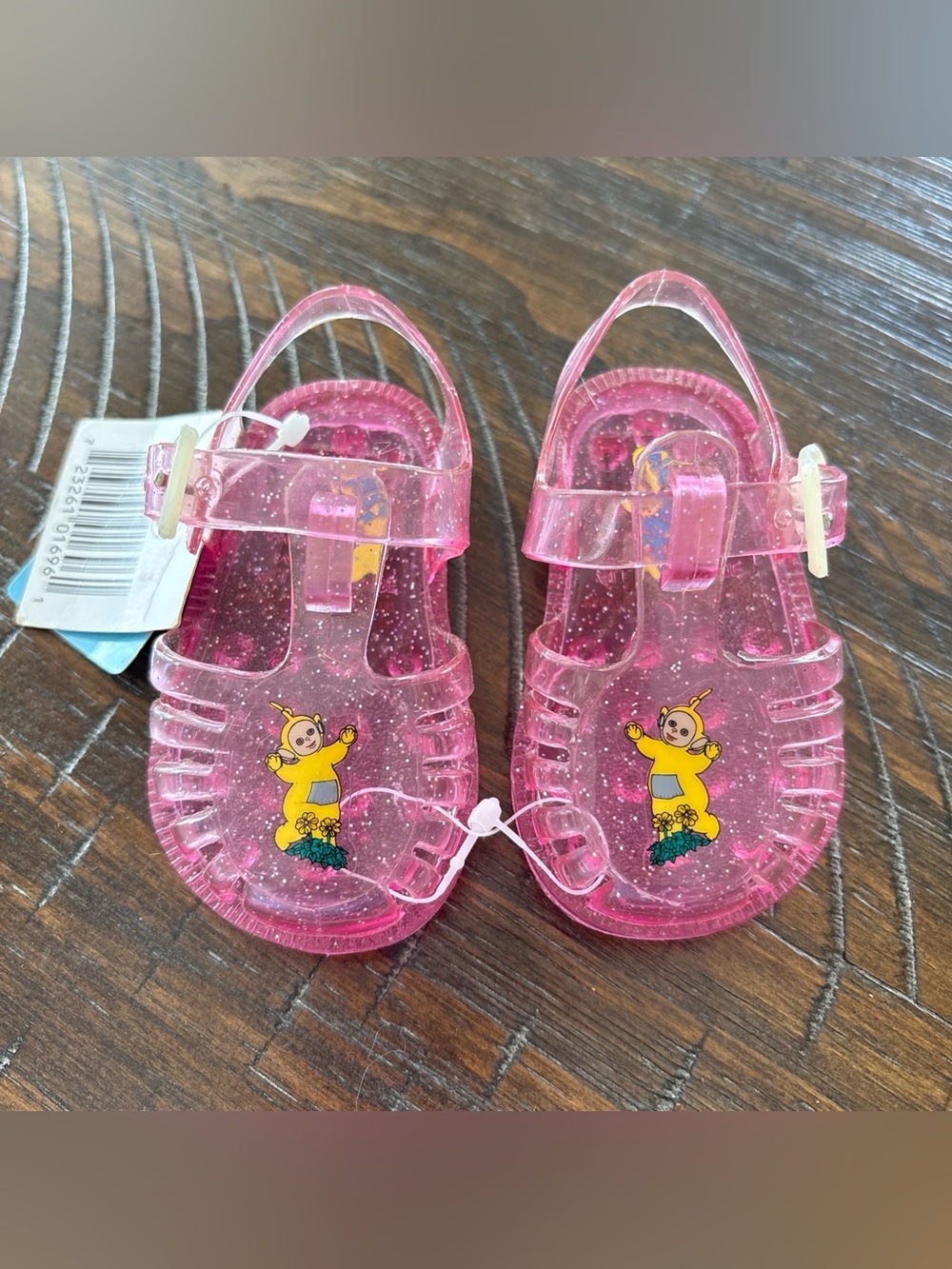 NWT Teletubbies Vintage Baby Sandals Pink Glitter Jelly Shoes Size 2 La La Hello